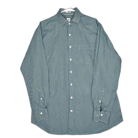Peter Millar Men's Gingham Blue Green Button Down Long Sleeve Large - Picture 1 of 5